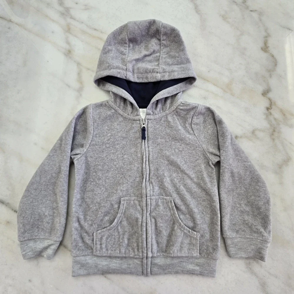 Simple Joys by Carter's Boys 24M Full Zip Hooded Jacket Gray Fleece Cozy Toddler